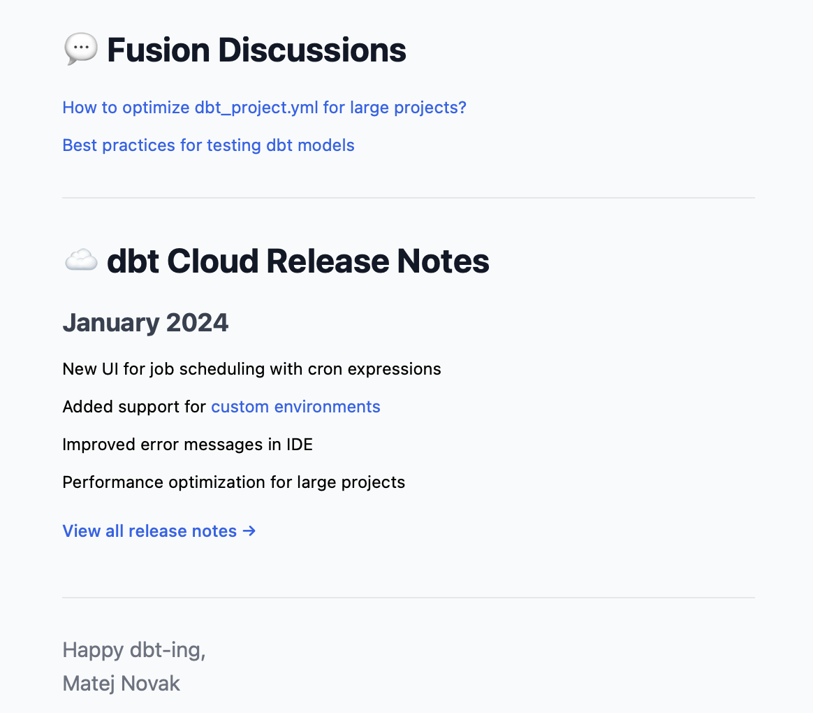 Fusion Discussions & dbt Cloud updates